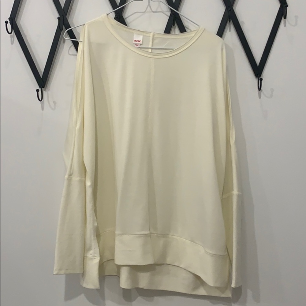 Pale yellow Bongo long sleeve tee with arm slits